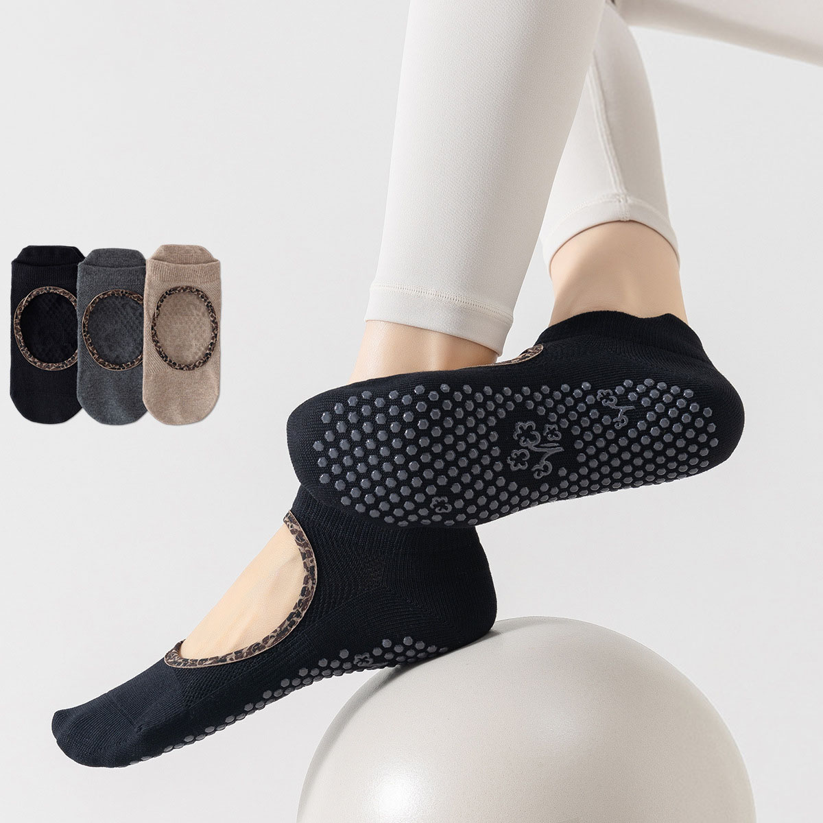 Medias Para Pilates Y Yoga - جوارب يوغا نسائية من السيليكون مانعة
