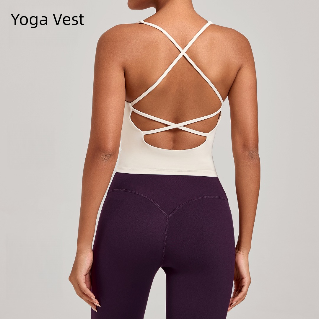 Pilates Yoga Top - صدرية يوغا نسائية جديدة بحمالات متقاطعة